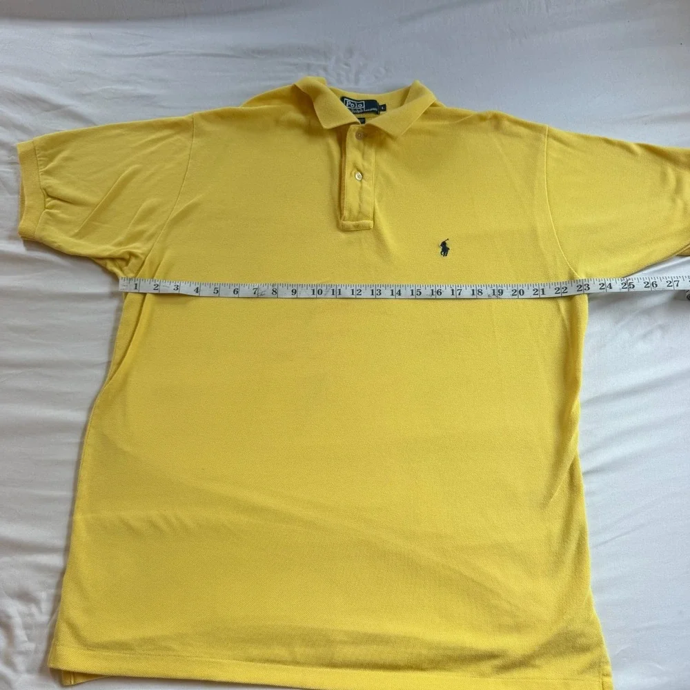 Vintage Polo Ralph Lauren Men's Large Yellow Blue Pony Polo Shirt 90s